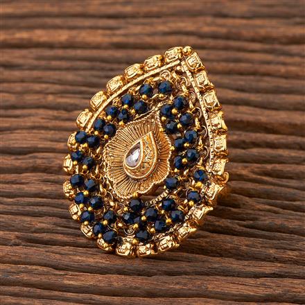 Antique Moti Ring With Matte Gold Plating