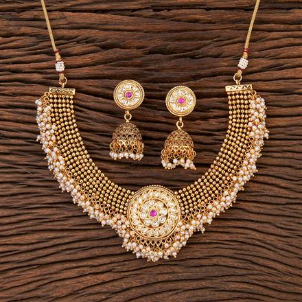 Antique Moti Necklace With Gold Plating