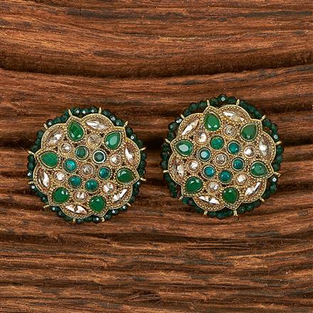 Antique Reverse Ad Stone Earring With Mehndi Plating