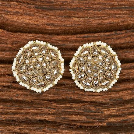 Antique Reverse Ad Stone Earring With Mehndi Plating