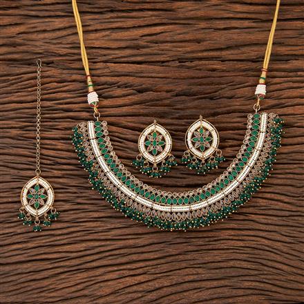 Antique Pearl Necklace With Mehndi Plating