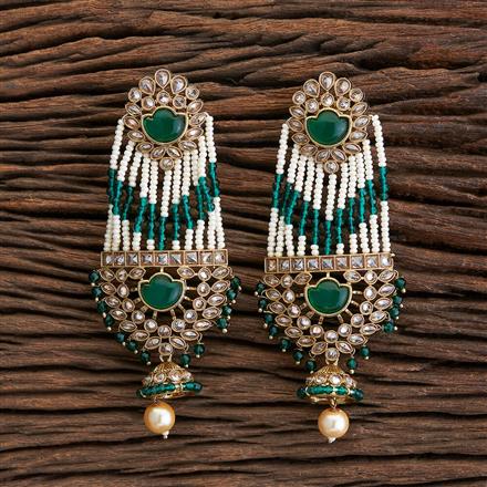 Antique Reverse Ad Stone Earring With Mehndi Plating