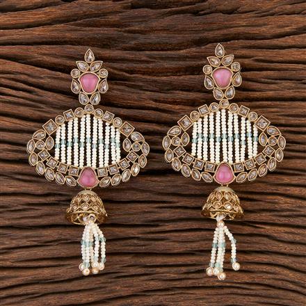 Antique Reverse Ad Stone Earring With Mehndi Plating