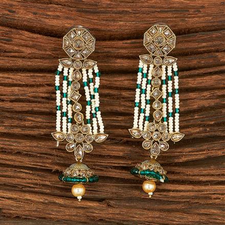 Antique Moti Earring With Mehndi Plating
