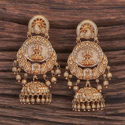 Antique Temple Earring With Matte Gold Plating