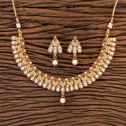 Antique Meenakari Necklace With Matte Gold Plating