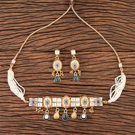 Antique Choker Necklace With Matte Gold Plating