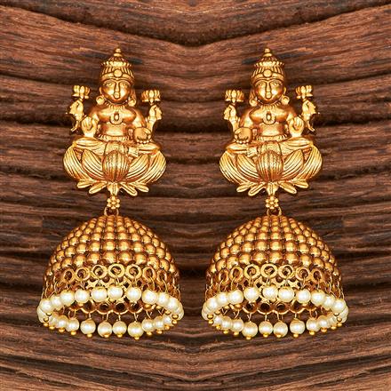 Antique Temple Earring With Matte Gold Plating