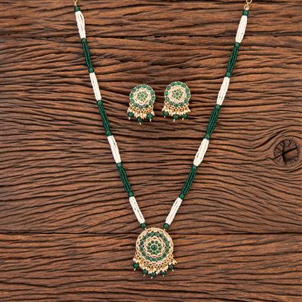 Antique Long Pendant Set With Gold Plating