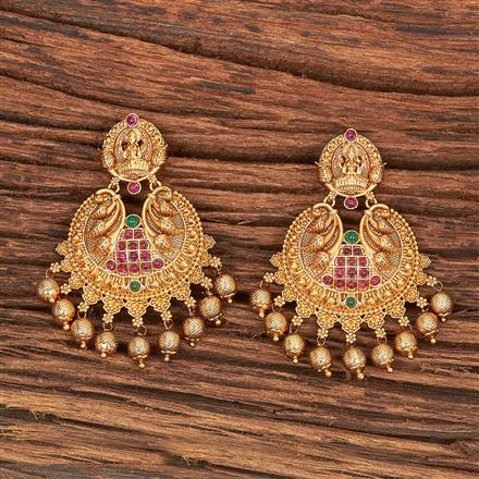 Antique Temple Earring With Matte Gold Plating