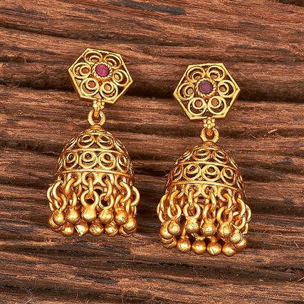 Antique Delicate Jhumki With Matte Gold Plating