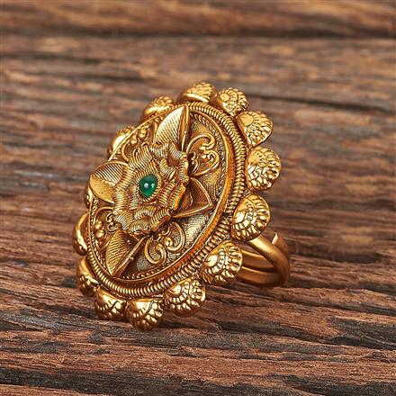 Antique Adjustable Ring With Matte Gold Plating