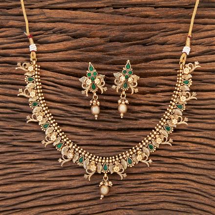 Antique Delicate Necklace With Matte Gold Plating
