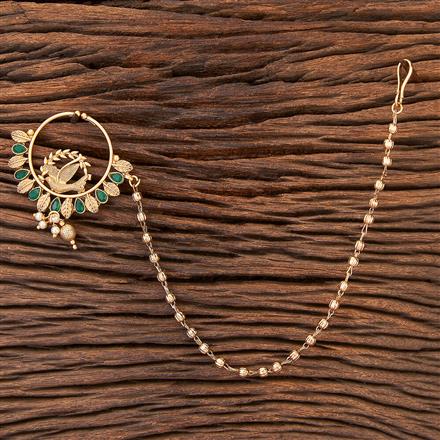 Antique Peacock Nose Ring With Matte Gold Plating