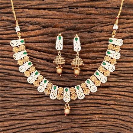 Antique Meenakari Necklace With Matte Gold Plating