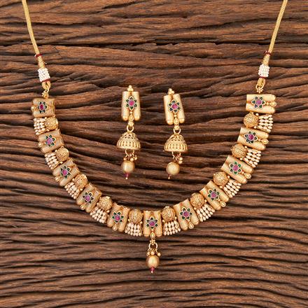 Antique Meenakari Necklace With Matte Gold Plating