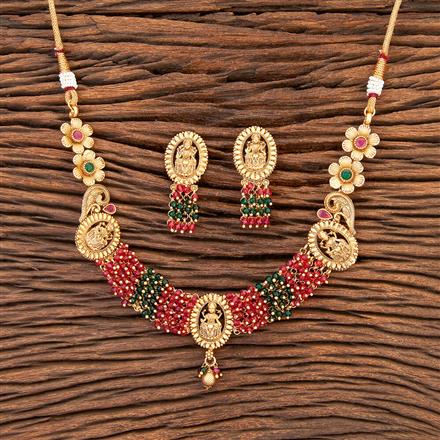 Antique South Indian Necklace With Matte Gold Plating