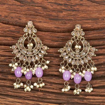 Antique Reverse Ad Stone Earring With Mehndi Plating