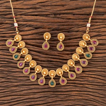 Antique Classic Necklace With Matte Gold Plating