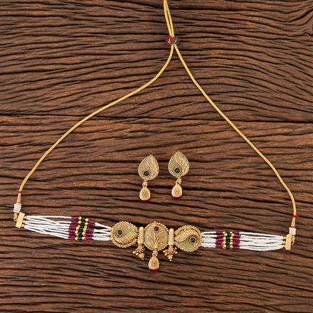 Antique Choker Necklace With Matte Gold Plating