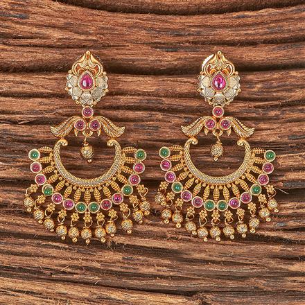 Antique Chand Earring With Matte Gold Plating