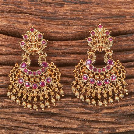 Antique Peacock Earring With Matte Gold Plating