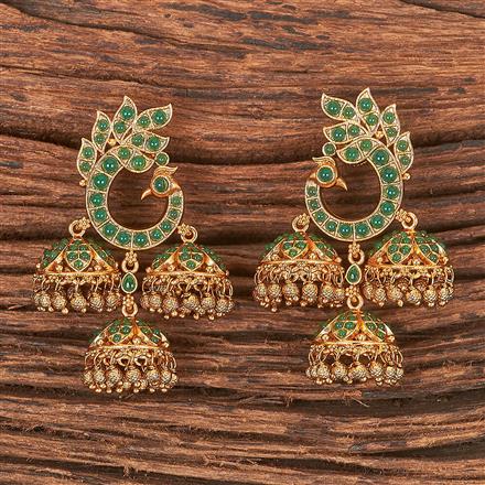 Antique South Indian Earring With Matte Gold Plating