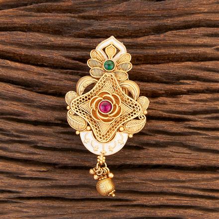 Antique Meenakari Brooch With Matte Gold Plating