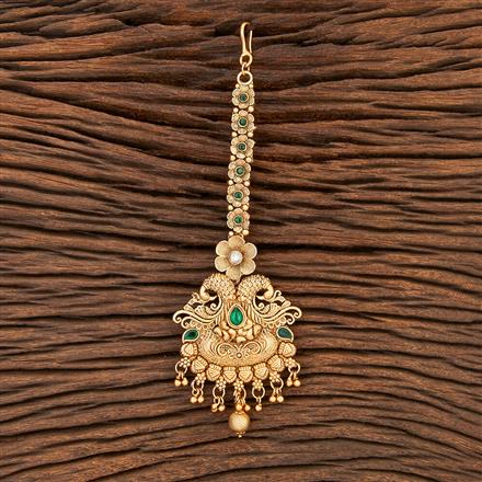 Antique Peacock Tikka With Matte Gold Plating