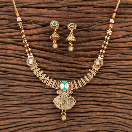 Antique Delicate Necklace With Matte Gold Plating