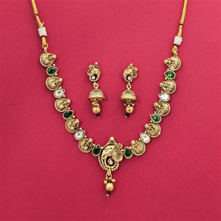 Antique South Indian Necklace With Matte Gold Plating