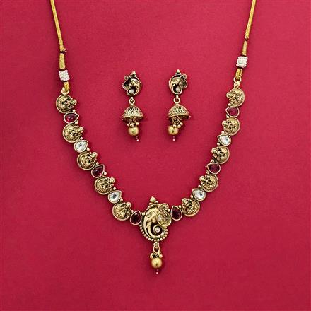 Antique South Indian Necklace With Matte Gold Plating
