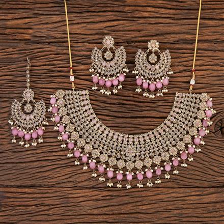 Antique Reverse Ad Stone Necklace With Mehndi Plating