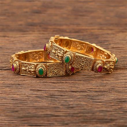 Antique Temple Bangles With Matte Gold Plating