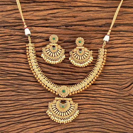 Antique Pearl Necklace With Matte Gold Plating