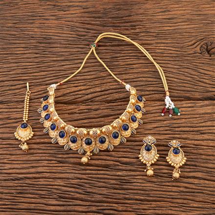 Antique Meenakari Necklace With Matte Gold Plating