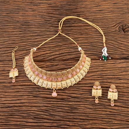 Antique Meenakari Necklace With Matte Gold Plating