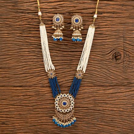 Antique Mala Pendant Set With Mehndi Plating