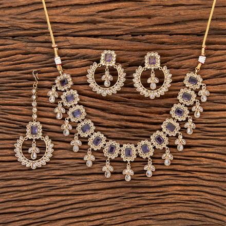 Antique Reverse Ad Stone Necklace With Mehndi Plating