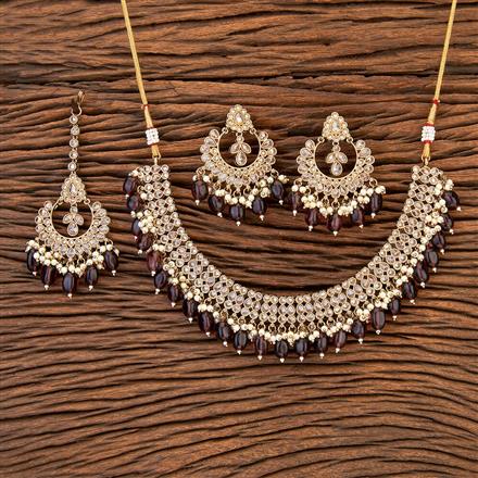 Antique Pearl Necklace With Mehndi Plating