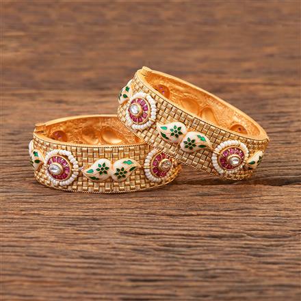 Antique Meenakari Bangles With Matte Gold Plating