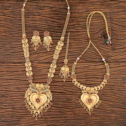 Antique Combo Necklace Set With Matte Gold Plating