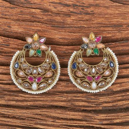 Antique Chand Earring With Mehndi Plating