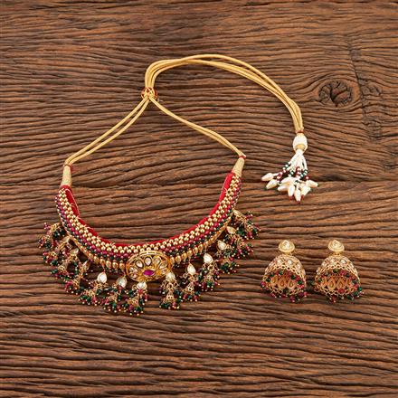 Antique Thushi Necklace With Matte Gold Plating