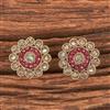 Antique Reverse Ad Stone Earring With Mehndi Plating