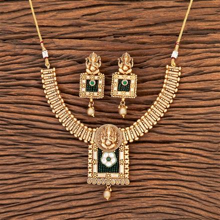 Antique South Indian Necklace With Matte Gold Plating