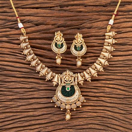 Antique Temple Necklace With Matte Gold Plating