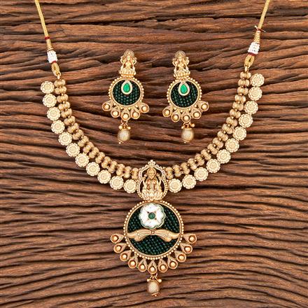 Antique Temple Necklace With Matte Gold Plating