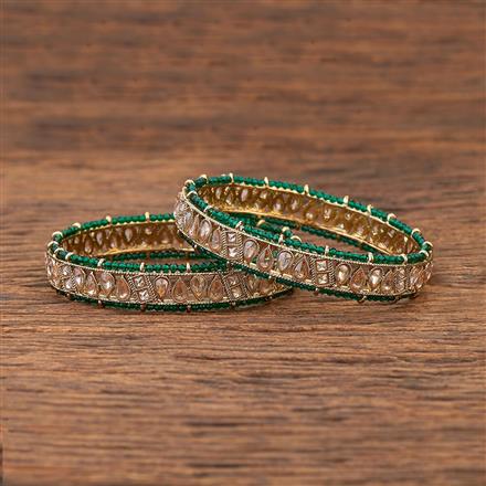 Antique Moti Bangles With Mehndi Plating
