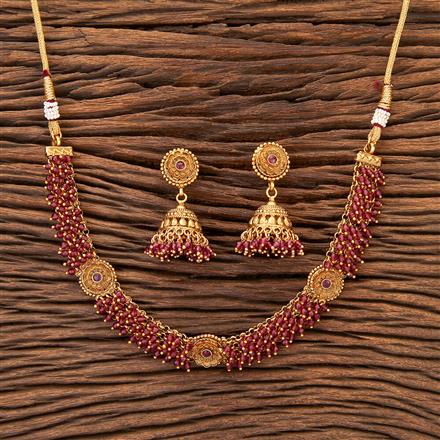 Antique Choker Necklace With Matte Gold Plating